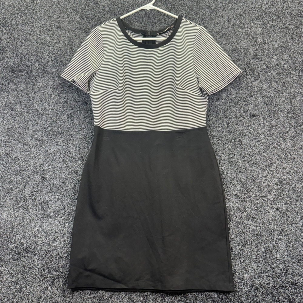 NWOT Ann Taylor LOFT Striped Colorblock Sheath Dress Black‎ White